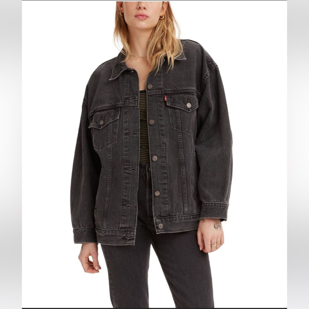Levi’s Baggy Trucker Jean Jacket Black Wash Grey Size Small